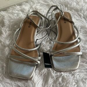 Torrid Silver Wide Width Sandals, Size 6.5W